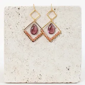 Rhodolite Garnet Geometric Earrings