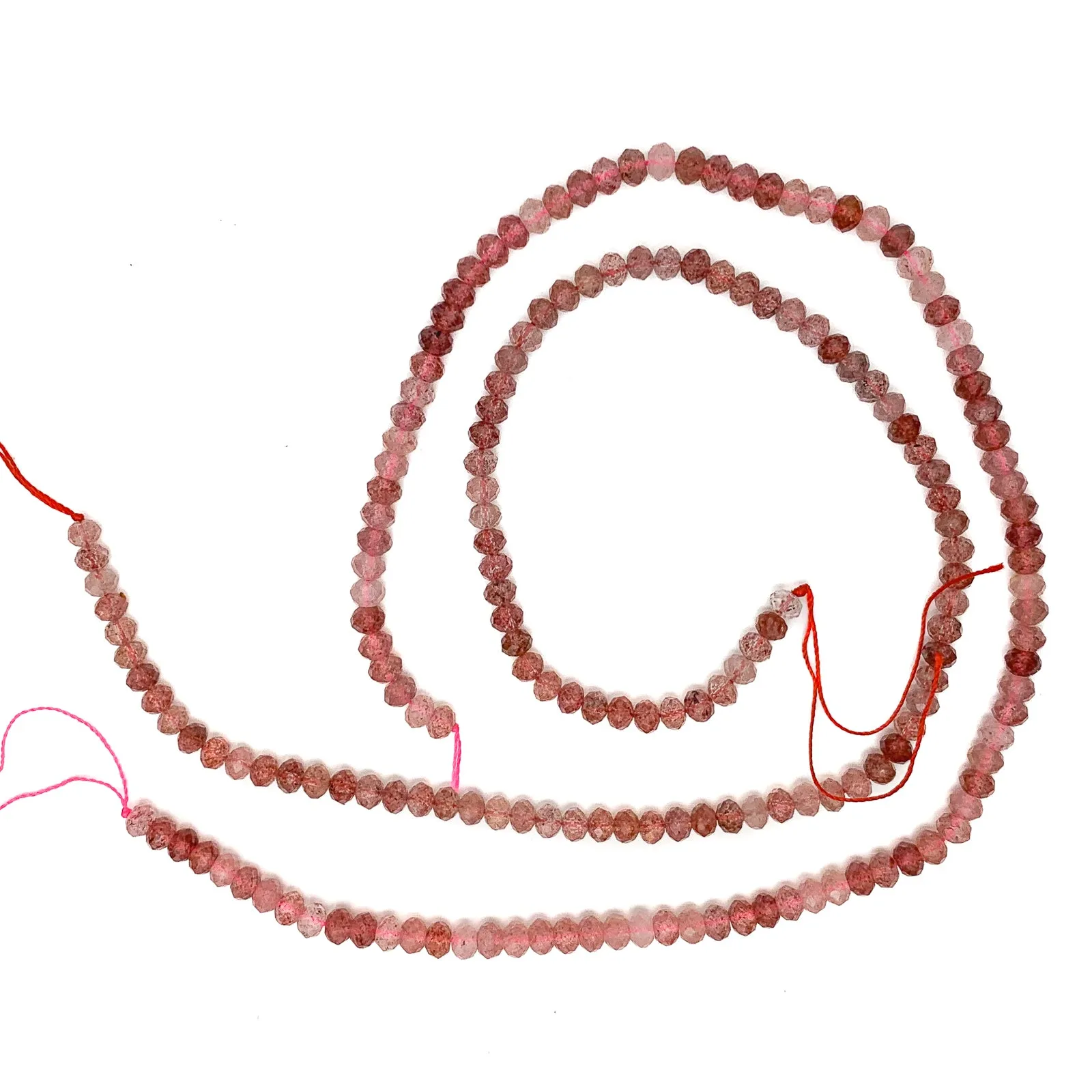 Rose Strawberry Quartz 5.5mm Faceted Rondelles Bead Strand