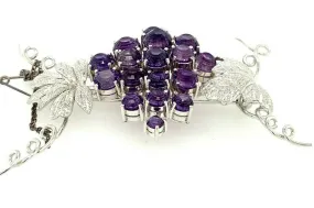 Silver & Amethyst Grape Brooch