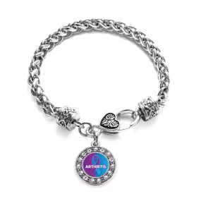 Silver Arthritis Circle Charm Braided Bracelet