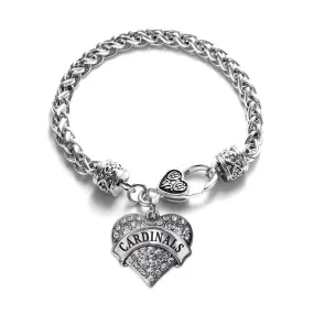 Silver Cardinals Pave Heart Charm Braided Bracelet