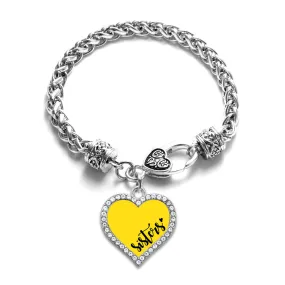 Silver Sisters - Yellow Open Heart Charm Toggle Bracelet