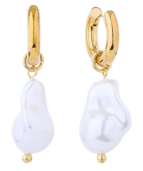 SJE310564 14K Dipped Pearl Huggie Earrings