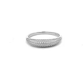 Skinny Dome Ring 925 Sterling Silver Pave Cubic Zirconia Simulated Diamond Women's Jewelry KESLEY