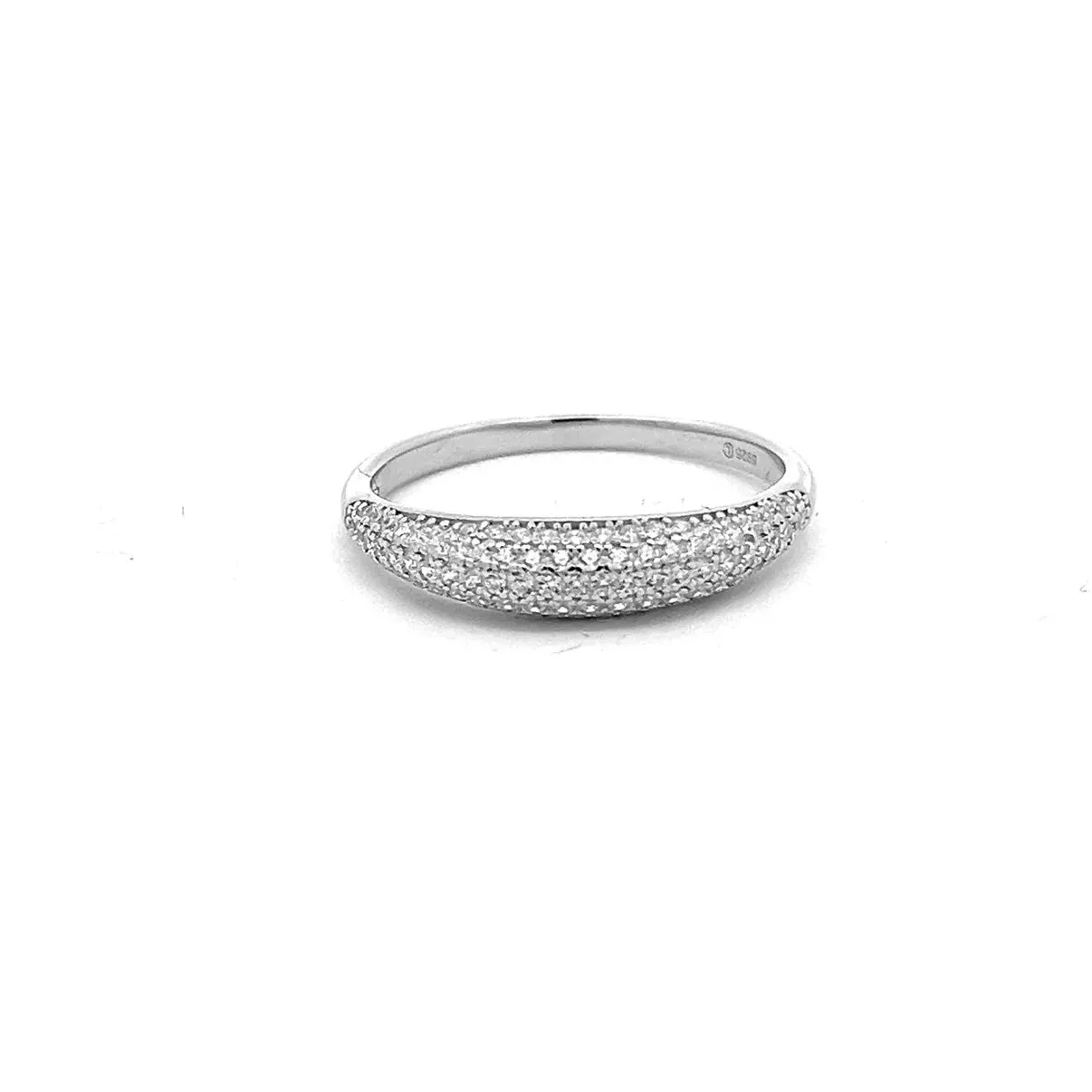 Skinny Dome Ring 925 Sterling Silver Pave Cubic Zirconia Simulated Diamond Women's Jewelry KESLEY