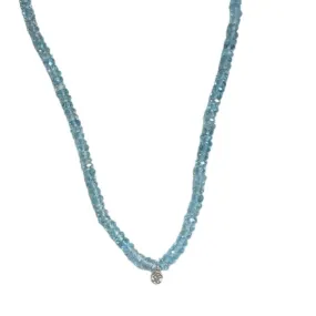 Sky Blue Topaz & Lab Diamond Beaded Necklace