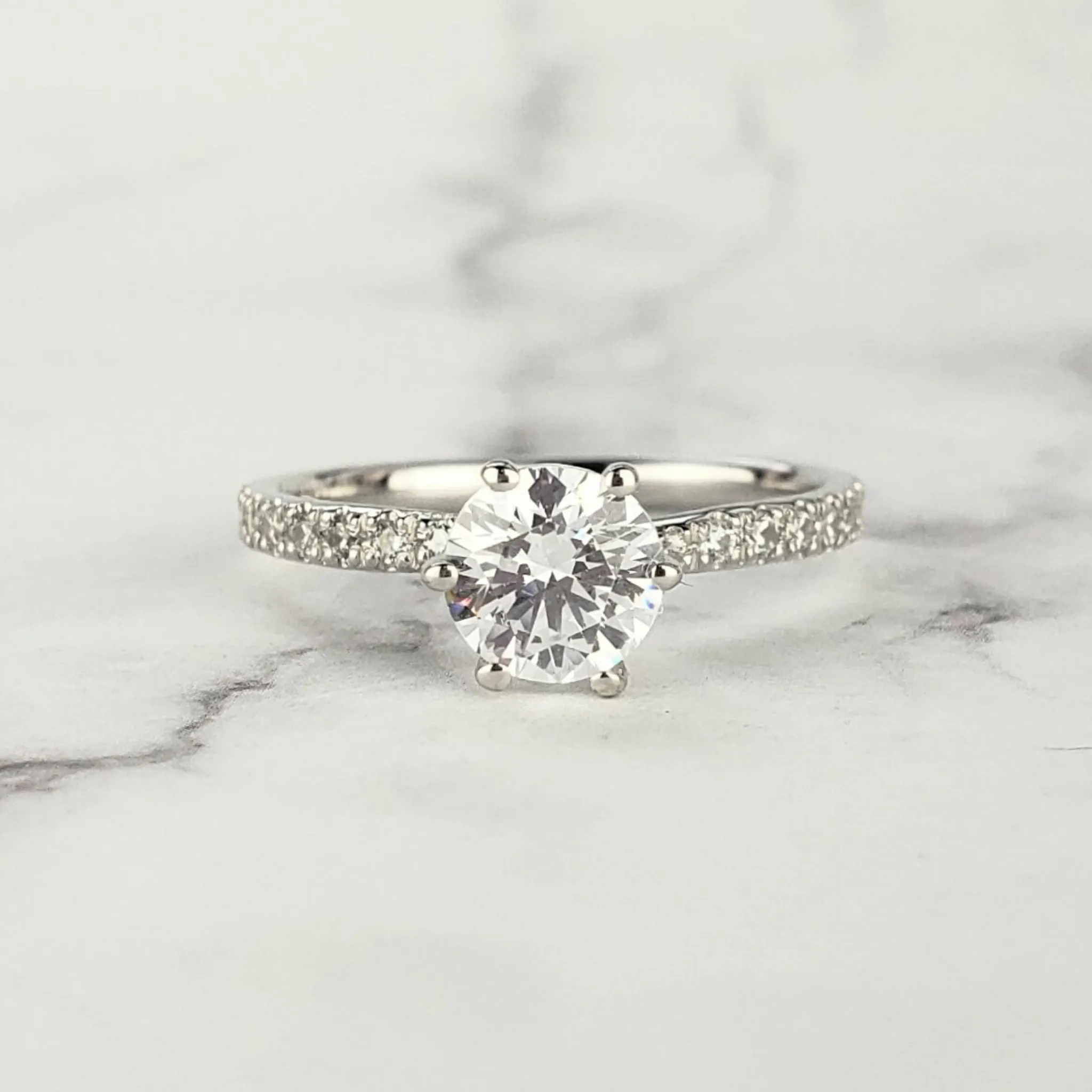 Solitaire Diamond Engagement Ring With Diamond Twisted Band