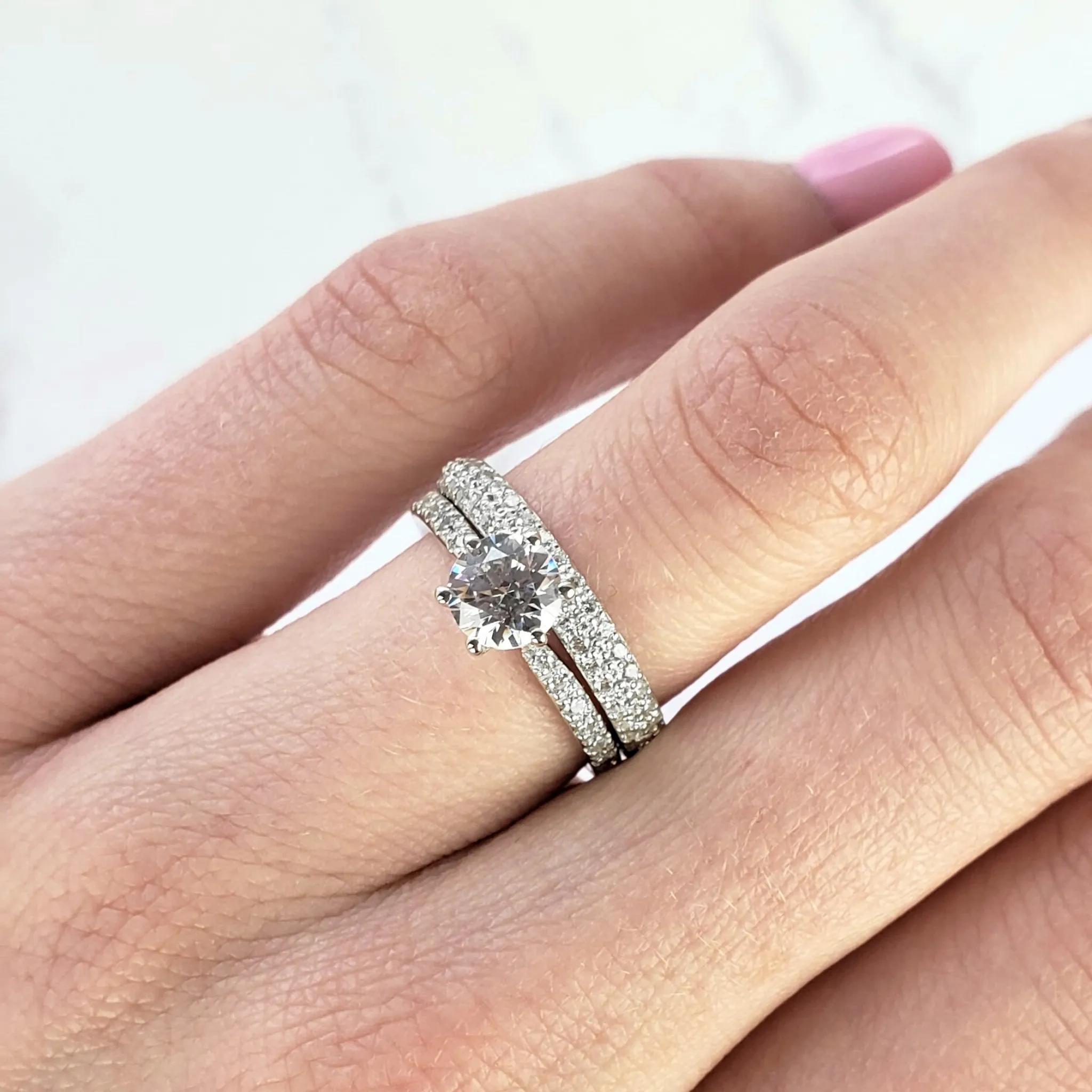 Solitaire Diamond Engagement Ring With Diamond Twisted Band