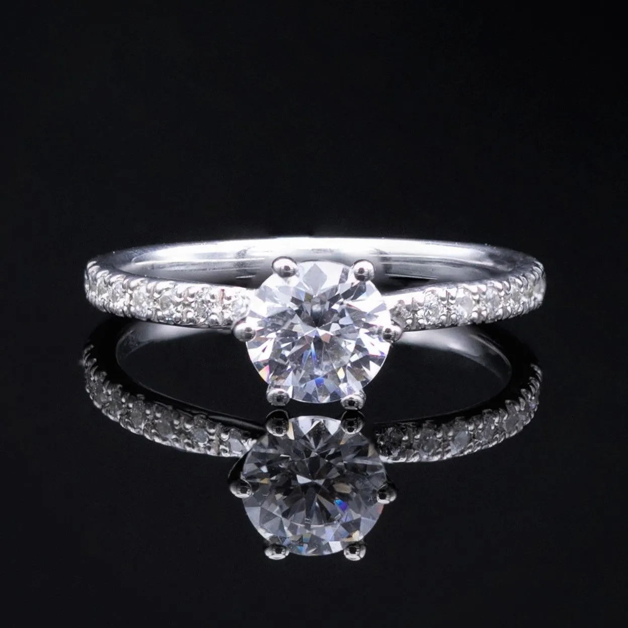 Solitaire Diamond Engagement Ring With Diamond Twisted Band