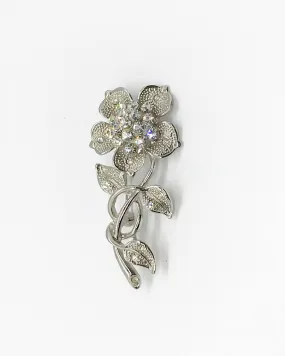 Sparkling Detailed Iridescent Rhinestone Flower Brooch