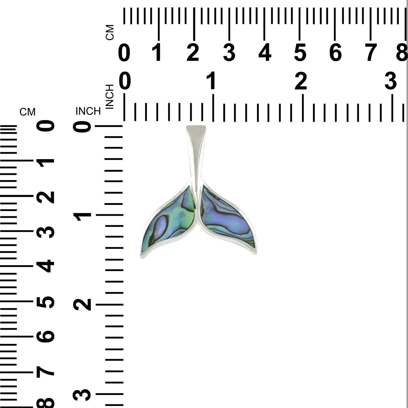 Starborn Abalone Shell Whale Tail Pendant in Sterling Silver – Large