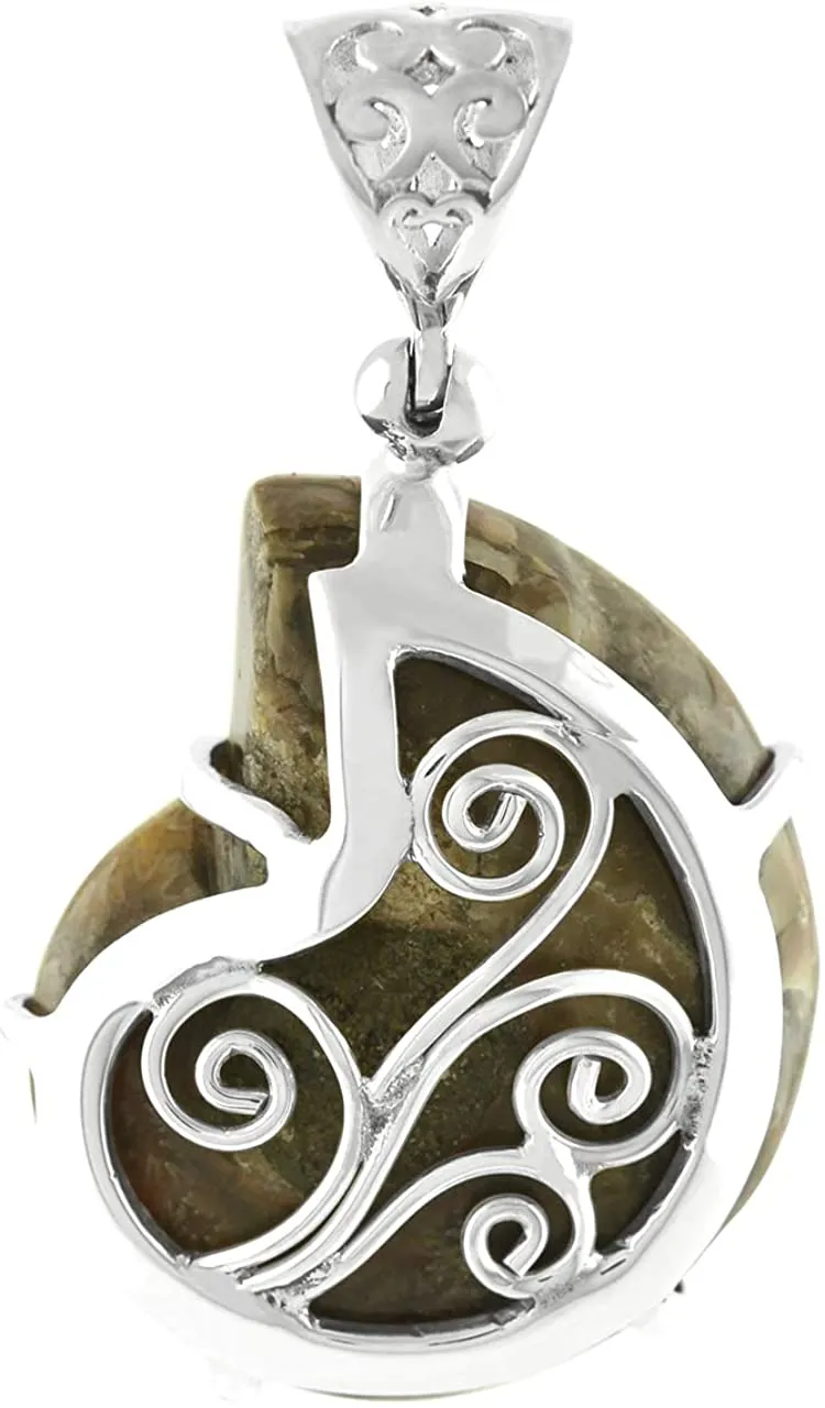 Starborn Ammonite Pendant Inlaid in Abalone (Paua Shell) in 925 Sterling Silver