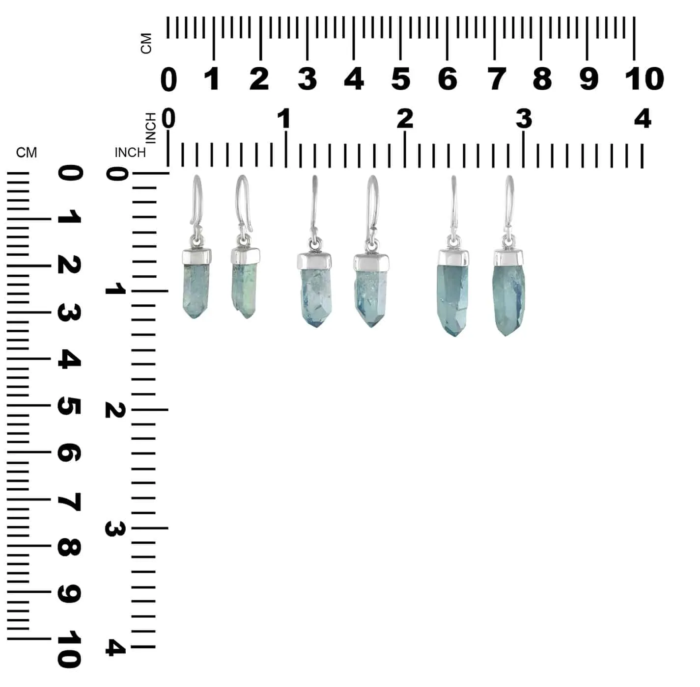 Starborn Aqua Aura Quartz Crystal Point Sterling Silver Drop Earrings