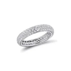 Sterling Silver 3 Row Pave Set Eternity Ring