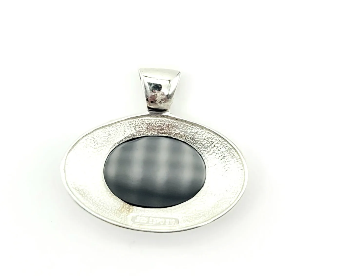 Sterling Silver Black Oval Onyx Sideways Pendant