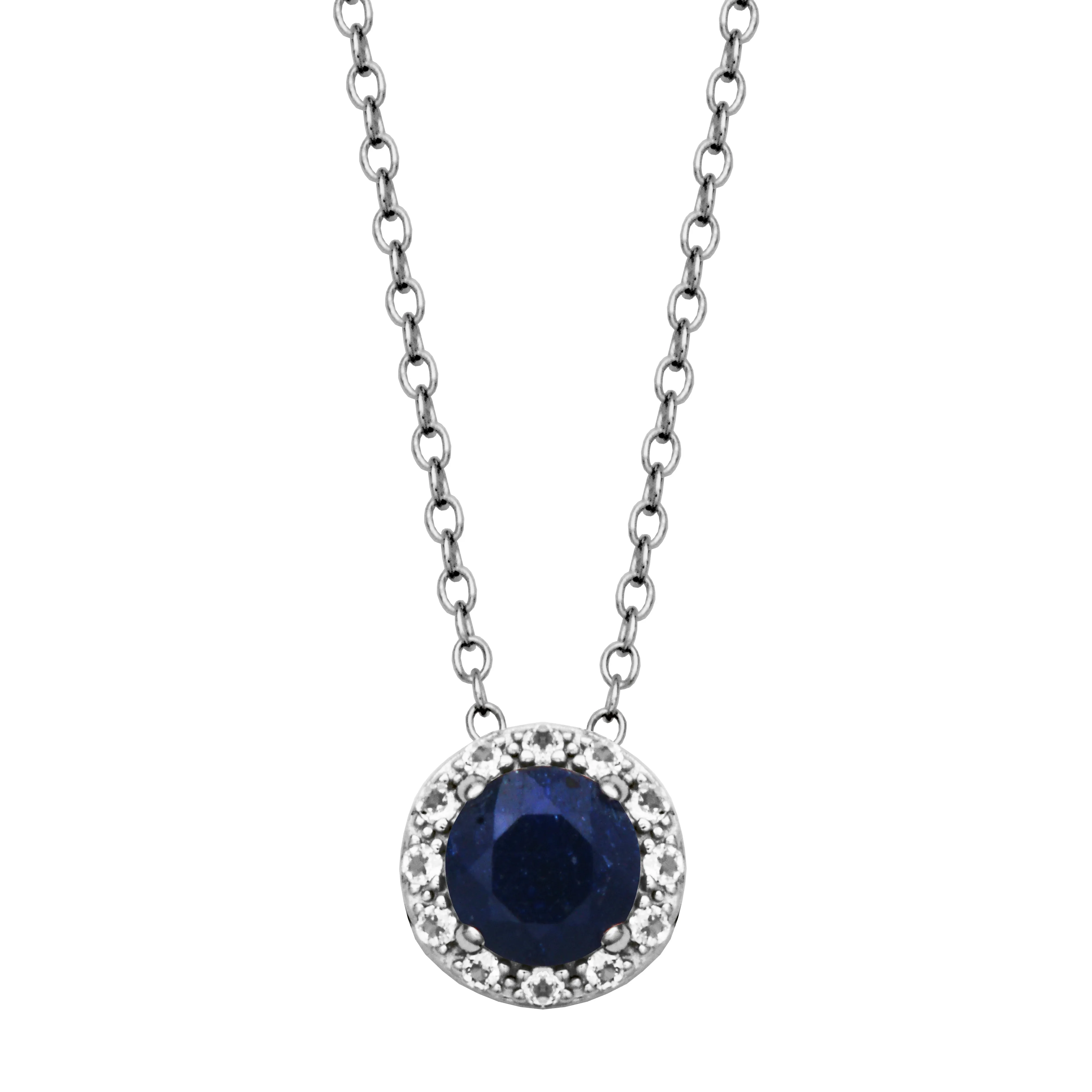 Sterling Silver Blue Corundum & White Topaz "Dazzle" Necklace