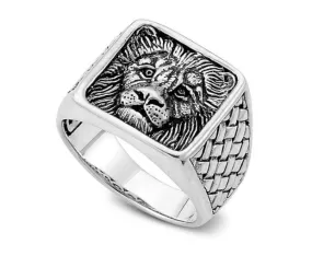 Sterling Silver Lion "Harimau Ring" (Size 11)