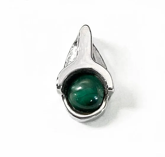 Sterling Silver Natural Round Malachite Pendant