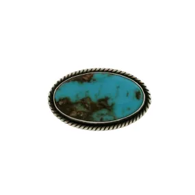 Sterling Silver x Oval Turquoise Navajo Brooch Pin