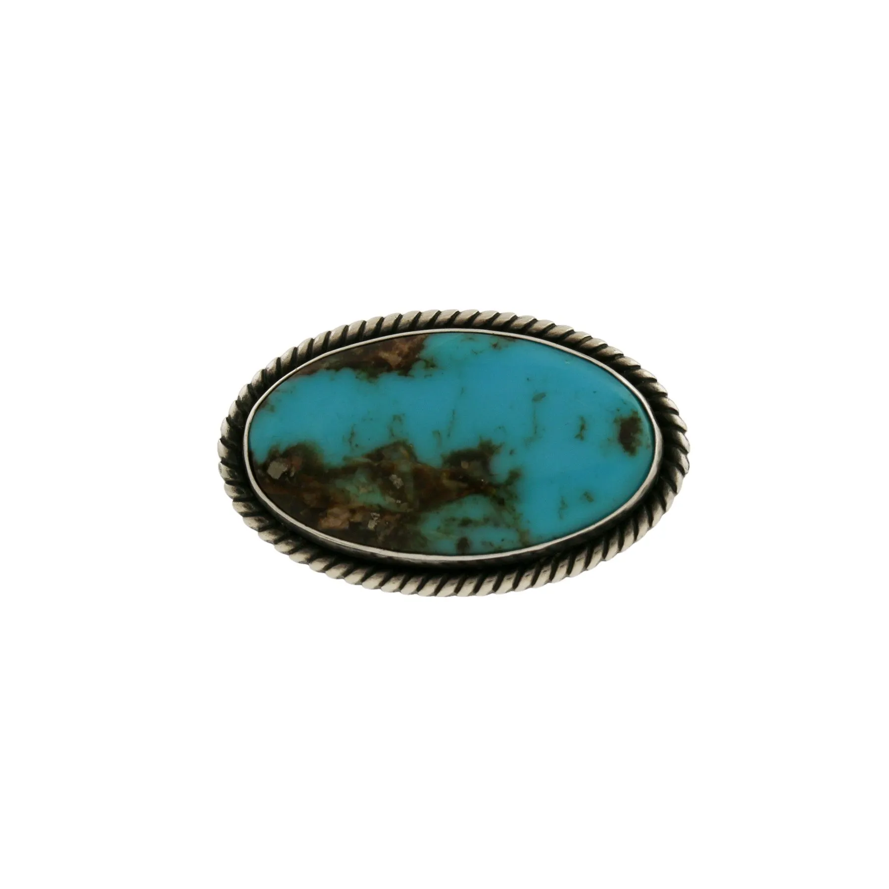 Sterling Silver x Oval Turquoise Navajo Brooch Pin