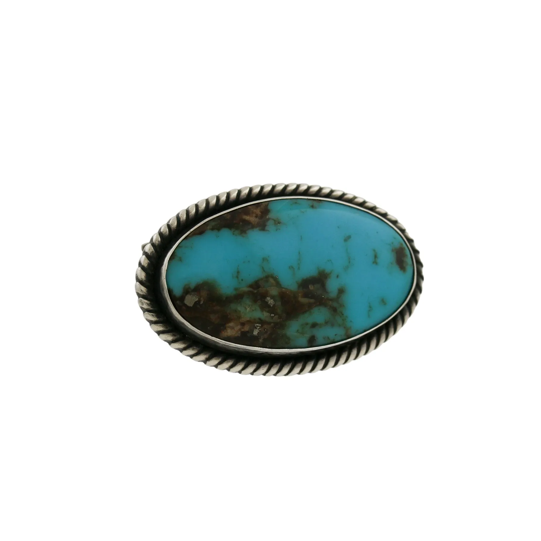 Sterling Silver x Oval Turquoise Navajo Brooch Pin