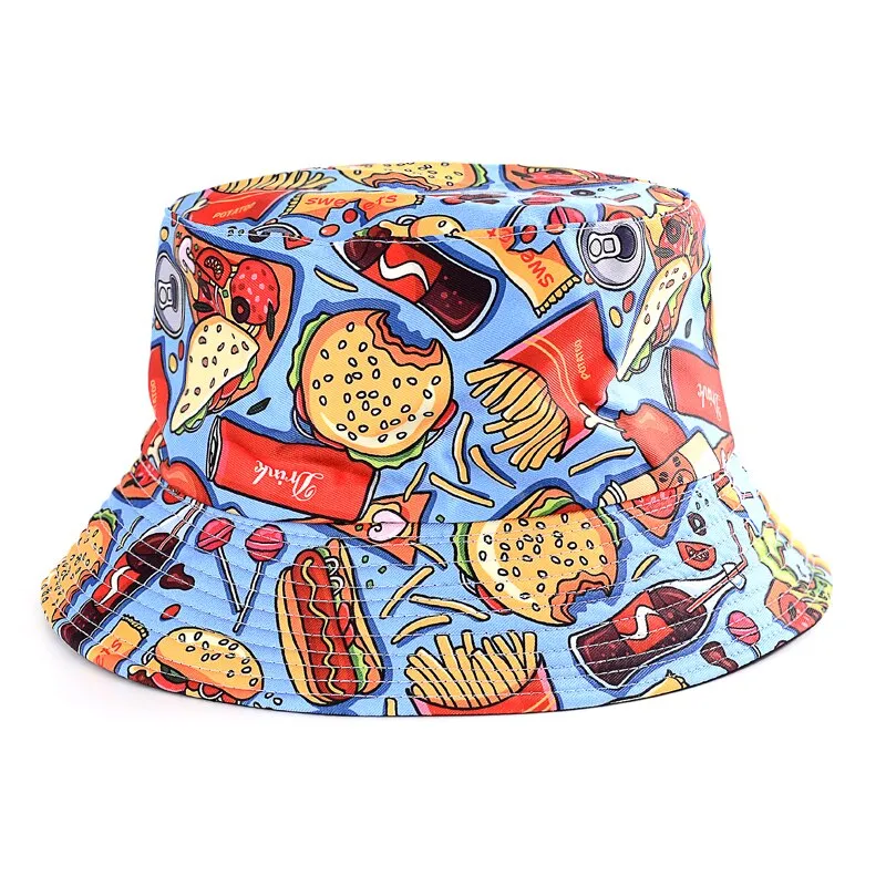 Summer Printed Reversible Bucket Hat Men Outdoor Hip-Hop Fisherman Cap Fashion Street Beach Bob Women Double Side Panama Hat Hot