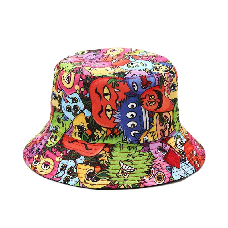 Summer Printed Reversible Bucket Hat Men Outdoor Hip-Hop Fisherman Cap Fashion Street Beach Bob Women Double Side Panama Hat Hot