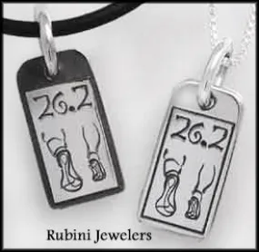 Tag Engraved with "Distance" and Running Feet Pendant