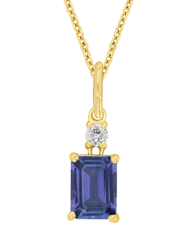 Tanzanite Pendant - 10ct Yellow Gold Tanzanite and Diamond Pendant - 786675