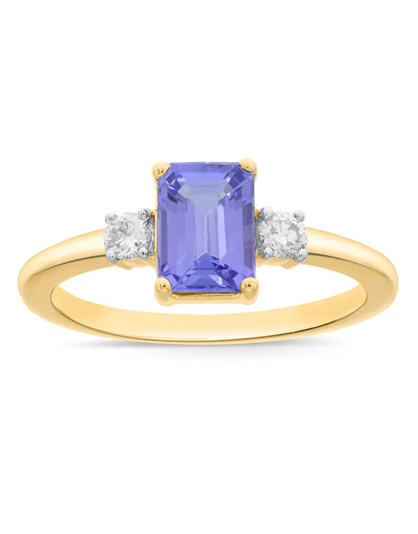 Tanzanite Ring - 10ct Yellow Gold Tanzanite and Diamond Ring - 786676