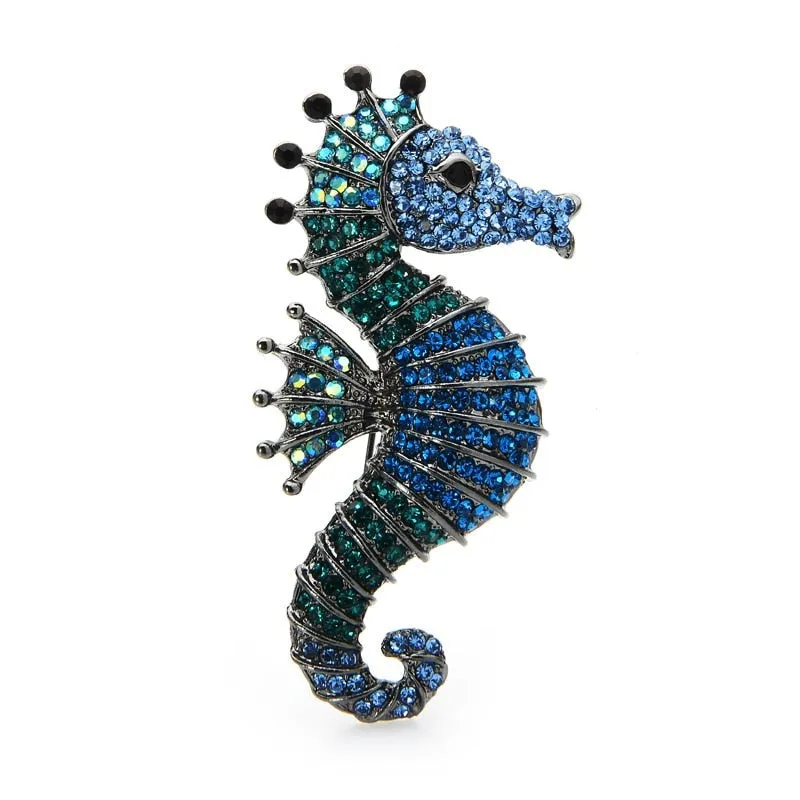 TEEK - Sparkling Rhinestone Seahorse Brooches