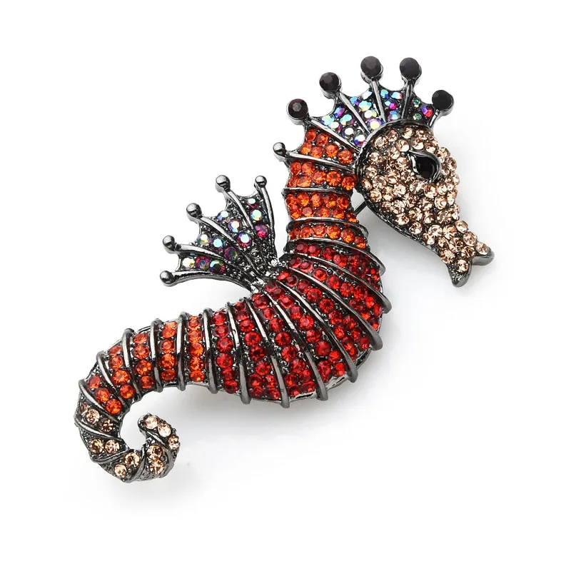 TEEK - Sparkling Rhinestone Seahorse Brooches