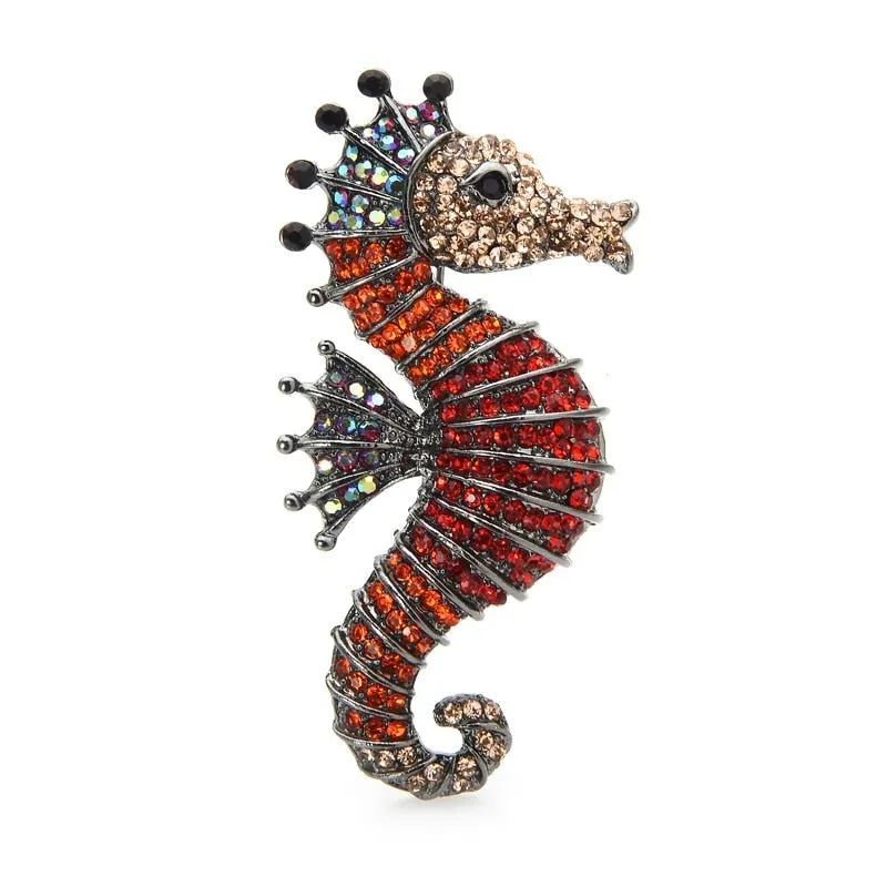 TEEK - Sparkling Rhinestone Seahorse Brooches