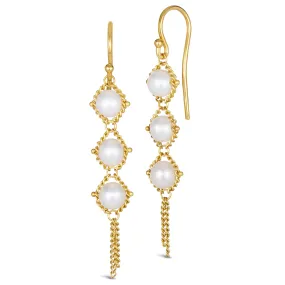 Textile Trio Earrings in Pearl