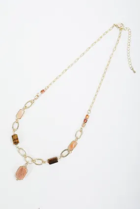 Topaz Beaded Gold Link Necklace