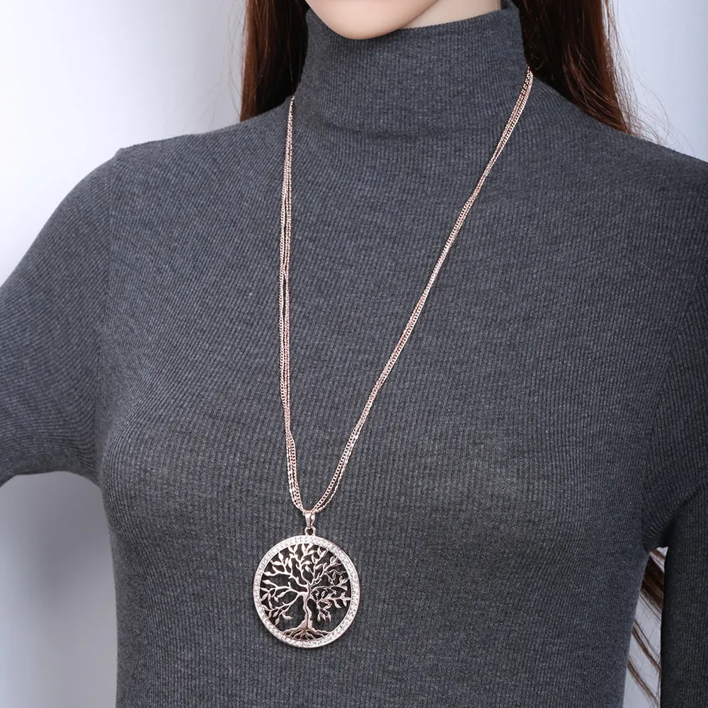 Tree of life Crystal Big Pendant Necklace