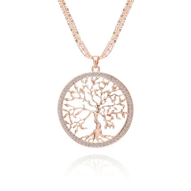 Tree of life Crystal Big Pendant Necklace