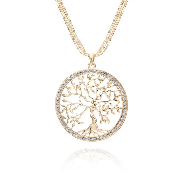 Tree of life Crystal Big Pendant Necklace