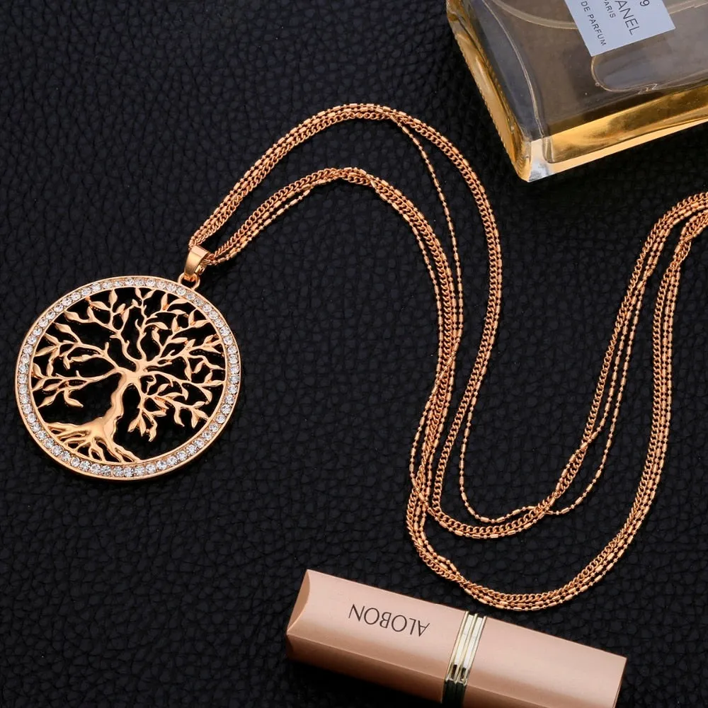 Tree of life Crystal Big Pendant Necklace