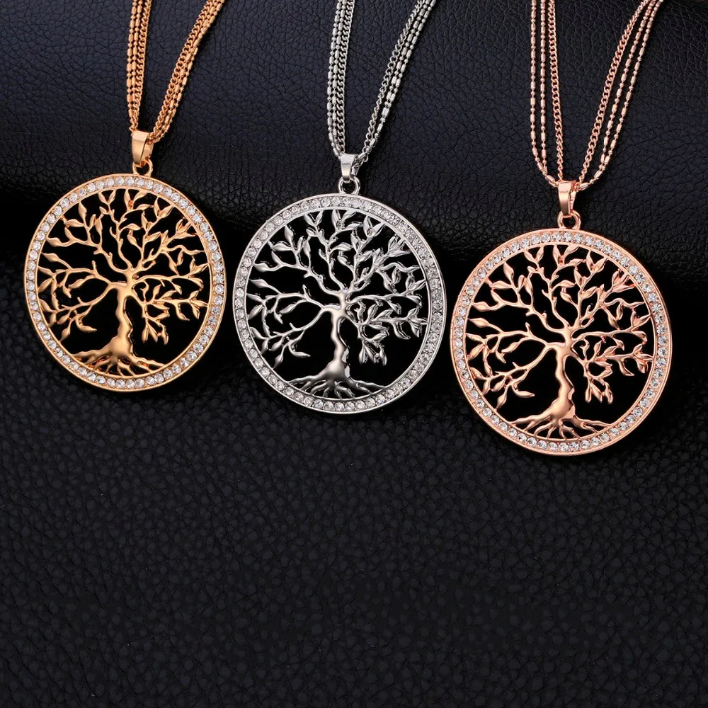 Tree of life Crystal Big Pendant Necklace