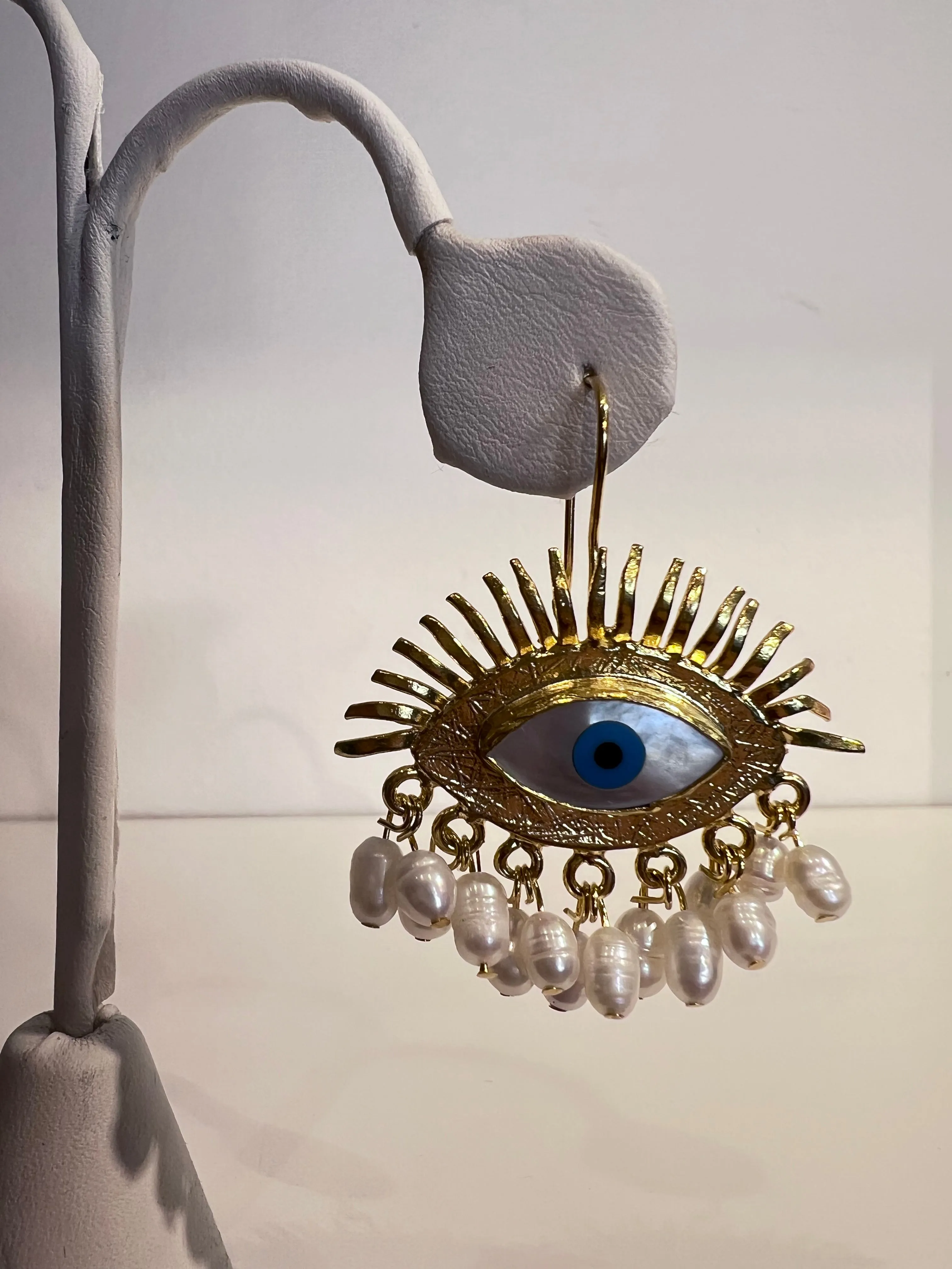 Turkish Gold Eye Earrings