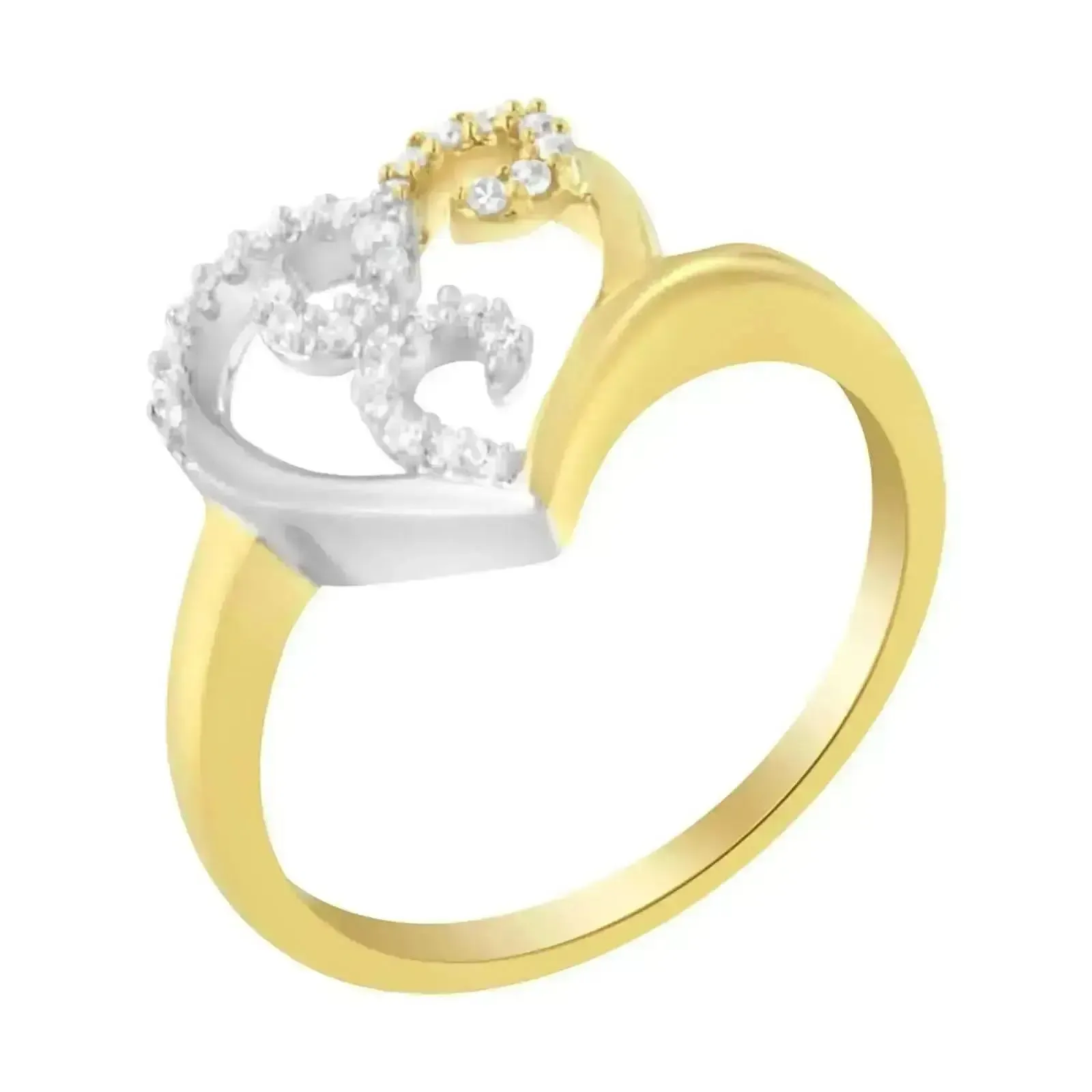 Two-Tone Heart Cluster Diamond Ring in 10K Gold & Silver - Size 8.5, .15 Cttw