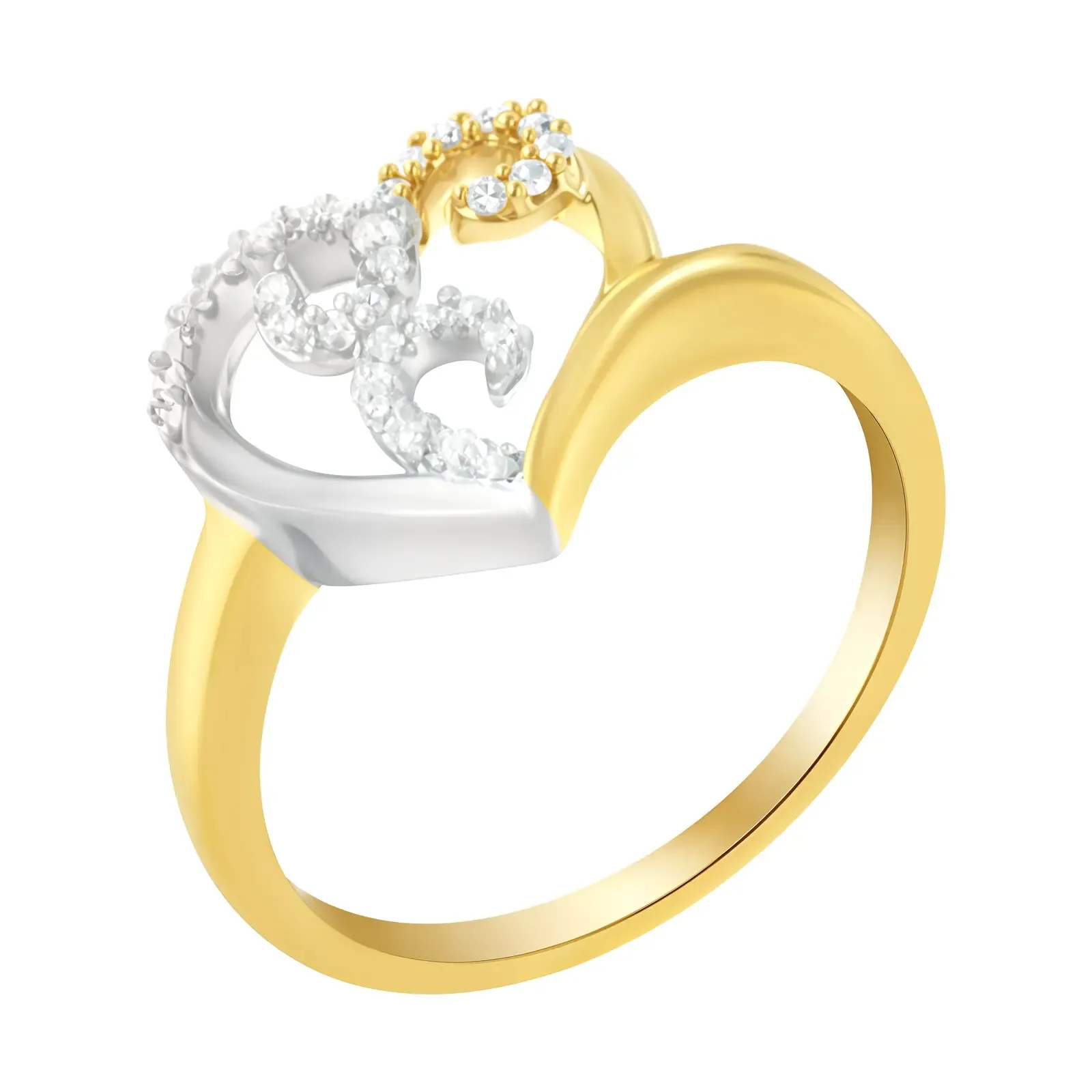 Two-Tone Heart Cluster Diamond Ring in 10K Gold & Silver - Size 8.5, .15 Cttw