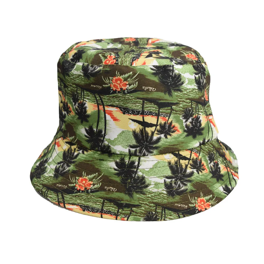 Unisex Reservible Sandy Beach Print Boonie Bucket Hat Cap Brim Outdoor Sun Safari Camping Fishing