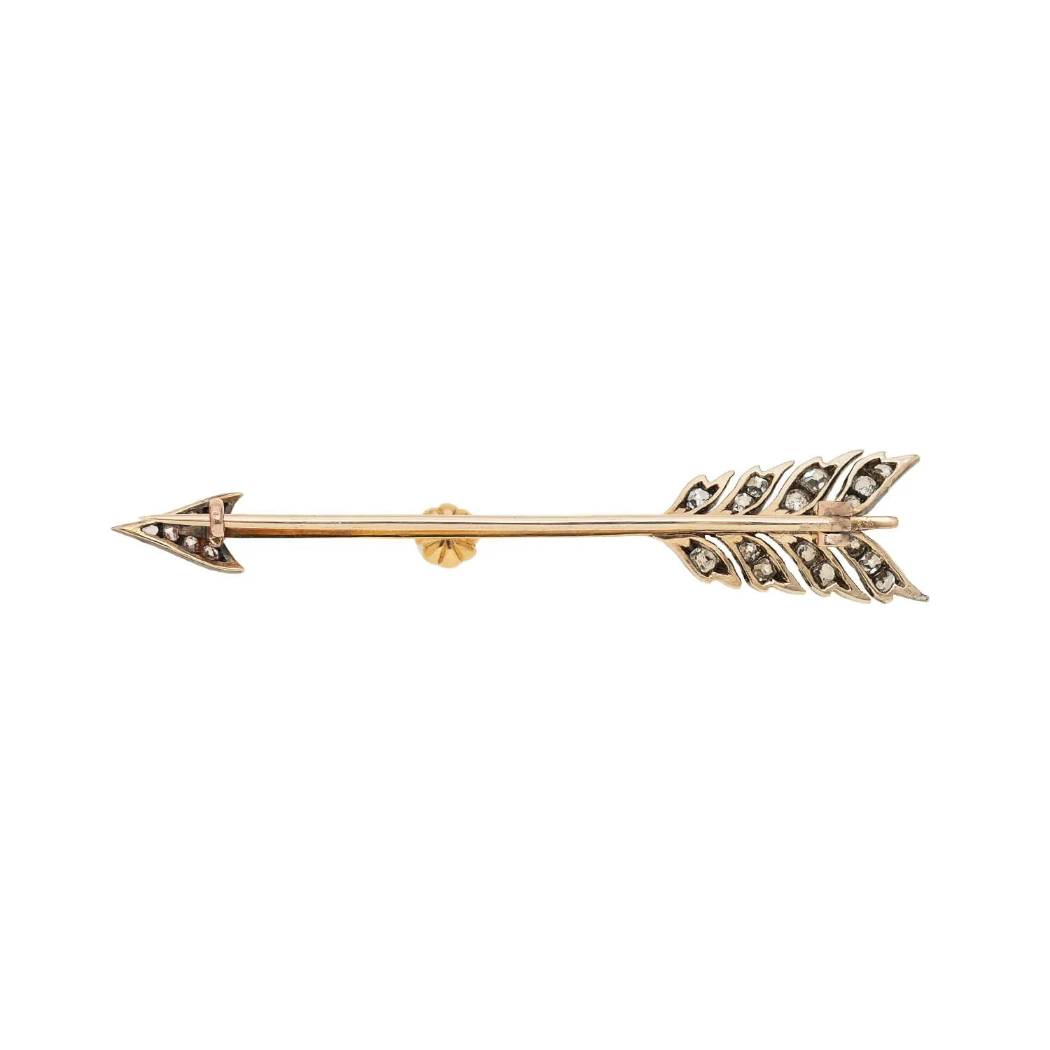 Victorian Silver-Topped 15k Pearl   Diamond Arrow Pin