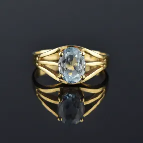 Vintage 14K Gold Solitaire Aquamarine Ring, Sz 6.5