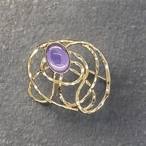 Vintage Avon "Golden Web” Brooch with Purple Cabochon Center (1992)