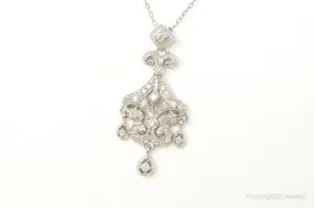 Vintage Cubic Zirconia Art Deco Sterling Silver Necklace