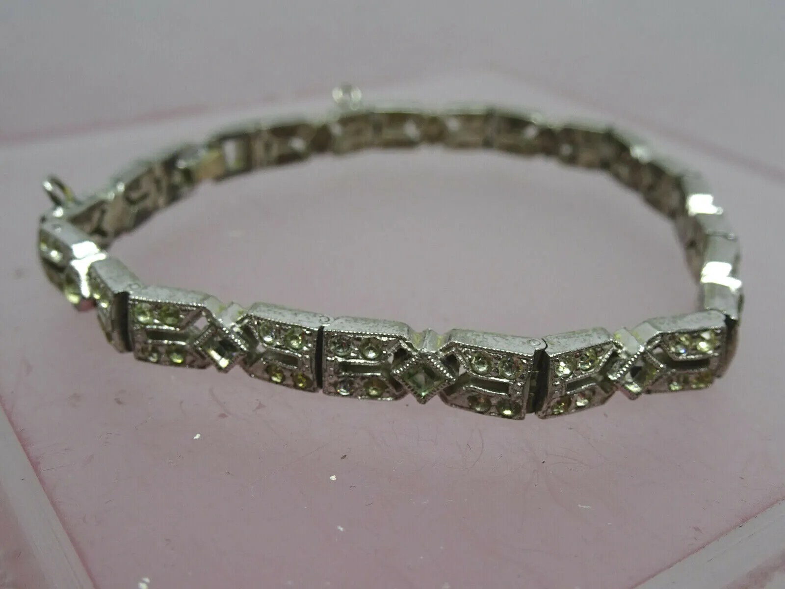 Vintage Engel Brothers Art Deco Rhinestone Paste Bracelet E.B. Bridal Bracelet