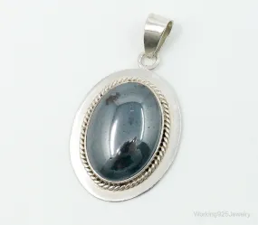 Vintage Large Hematite Sterling Silver Pendant